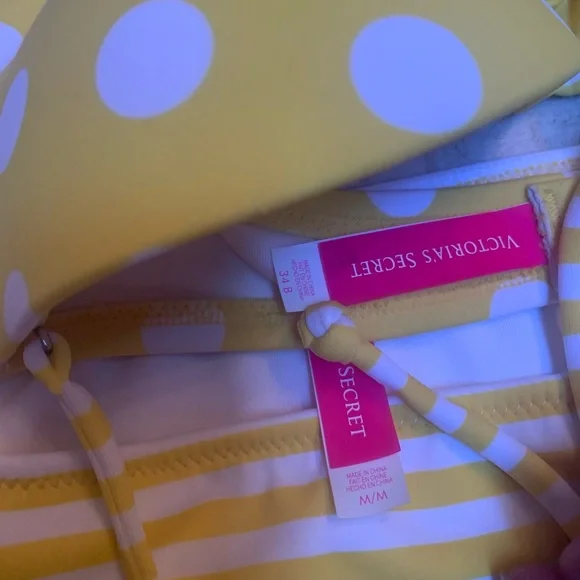 Victoria’s Secret Women’s Bikini 34B M bottoms Polka Dots and Stripes - Picture 4 of 7